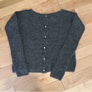 Sezane Gaspard Gray Cardigan Pearl Buttons